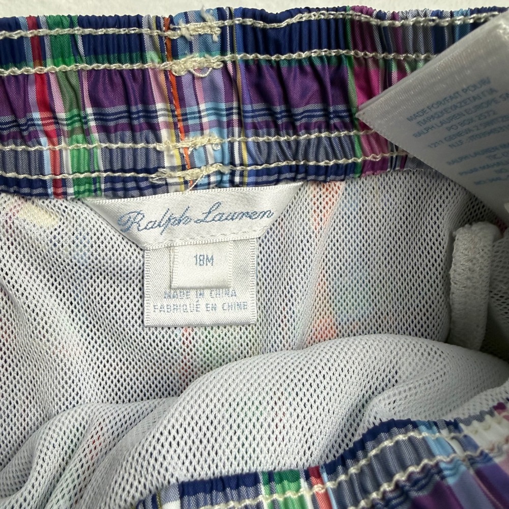 Polo Ralph Lauren Kids Plaid Swim Trunks Blue Multi Color 18M Toddler‎ Shorts - Picture 3 of 5